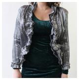 90s Silver Crinkle Wired Jacket Measurements