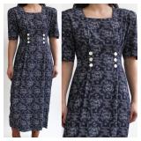 90s Double Buttons Floral Teacher Dress