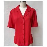 90s Red Top with Curved Collar Measurements taken