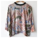 90s Floral Print Rayon Top Measurements taken