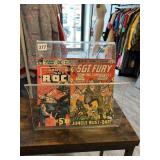 VINTAGE ACRYLIC MAGAZINE STAND WITH COMIC BOOKS