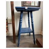 BLUE WOODEN TABLE SOME PAINT LOSS 29"H 16"W
