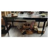 HANDMADE DOOR TABLE DISTRESSED, ONE KNOB MISSING,