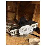 WIRE BASKET W/ LIGHT UP SIGNS