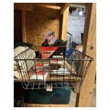 VINTAGE METAL BASKET W/ SHIPPING LABELS 18"LX13"W