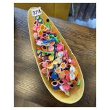 YELLOW DISH WITH SUNGLASSES PINS DISH HAS SMALL