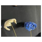 VINTAGE BLUE FEATHER & FLOWER HAT AND CREAM