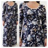 70s Blue on Blue Floral Maxi Dress with Sweet
