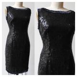 90s Black Sequin Short Party Dress Measurements