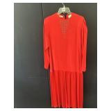 LIZ CLAIBORNE DRESS SZ 12, RED WITH RHINESTONE