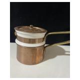 VINTAGE COPPER & PORCELAIN DOUBLE BOILER