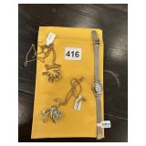 VINTAGE WATCH AND NECKLACES