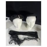 VINTAGE LACE BOA SCARVES AND TWO BLACK LADIES