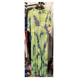 60s Lime Print Poly Maxi Dress medium
