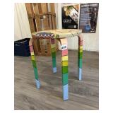 HAND PAINTED STOOL 18"H 14"W SOME AREAS OF WEAR