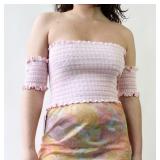 90s Pink Gingham Smocked Cutie Top Measurements