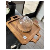 WOODEN TRAY WITH DOME 16X12