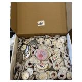 BOX OF VINTAGE BUTTONS MOSTLY CALIFORNIA RAISENS