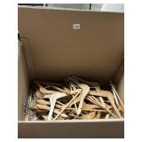 BOX OF ASSORTED WOODEN HANGERS CHILDRENS, ADULTS,