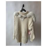 80s Sweater with Real Fur Measurements taken