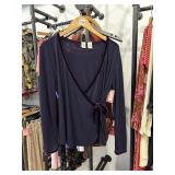 90s Velvet Trim Wrap Top small