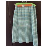 BLUE & GREEN PLAID SKIRT 26" WAIST, 28" LONG
