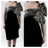 80s Raul Blanco Bronze Bow Dress Measurements