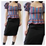 80s Plaid Party Dress Measurements taken while