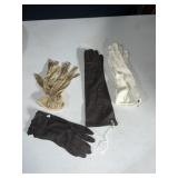 VINTAGE GLOVES, WHITE LEATHER, EMBROIDERED &