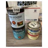 LOT OF QUART STAIN CANS SOME USED