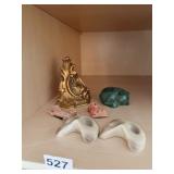 GREEN STONE CARVED NAPPING CATS 2.5 INCH