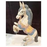 HAND PAINTED WOOD HORSE W/ HEAD DAMAGE AND FOOT
