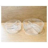 2 DANISH MOLD BLOWN GLASS CONDIMENT BOWL W/ 3