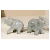 JADE CARVED ELEPHANTS 2" H X 2.5" W