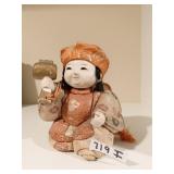 JAPAN DOLL W/ MALLOT MADE OF TUCKING FABRIC