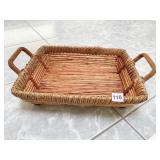 BAMBOO WOVEN TRAY W/ HANDLES WRAPPED SIDES