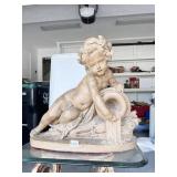 CHERUB W/ URN 18" H STATUE