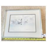 PAUL KUO GEESE IN FLIGHT WATERCOLOR 11" X 14"