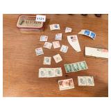 TIN FOR STAMPS AND STAMPS INCLUDING ONE CENT TO
