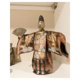 VINTAGE OKINA NOH KABUKI DANCER W/ MASK AND FAN