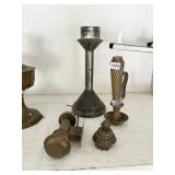 OIL LAMP AND CANDLE STICKS