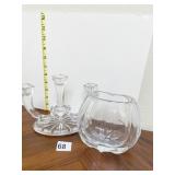 ROUNDED BASE GLASS VASE GROUND PONTIL & 3 ARM