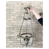 VICTORIAN HANGING LAMP W/ PRISMS HOLDS A 10" D