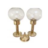 DOUBLE CANDLE HOLDER 11" H X 10" W - GLASS GLOBES