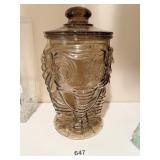 GLASS ELEPHANT JAR 12" W/ LID