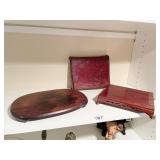 3 WOOD PEDESTALS