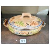 OVAL GLAZED POTTERY SERVING CASSEROLE HAND MADE