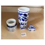 HAND PAINTED DELFTS BLUE JAR AND VASE