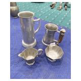 PEWTER CR/ SUGAR, MUGS