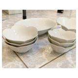 PORCELAIN SALAD BOWL AND 3 SOUPS AND 3 DESSERT